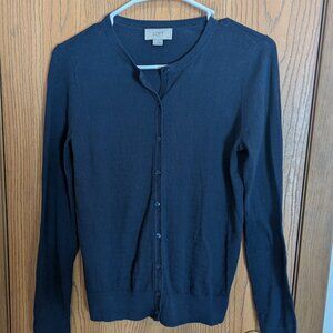 Loft Classic Knit Light Weight Button Cardigan Navy-Small